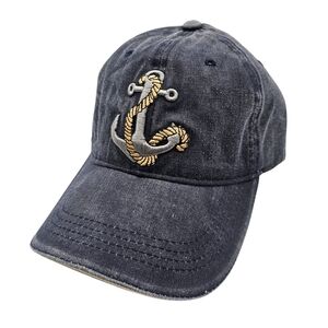 Unisex Nautical Anchor Embroidered Denim Cap